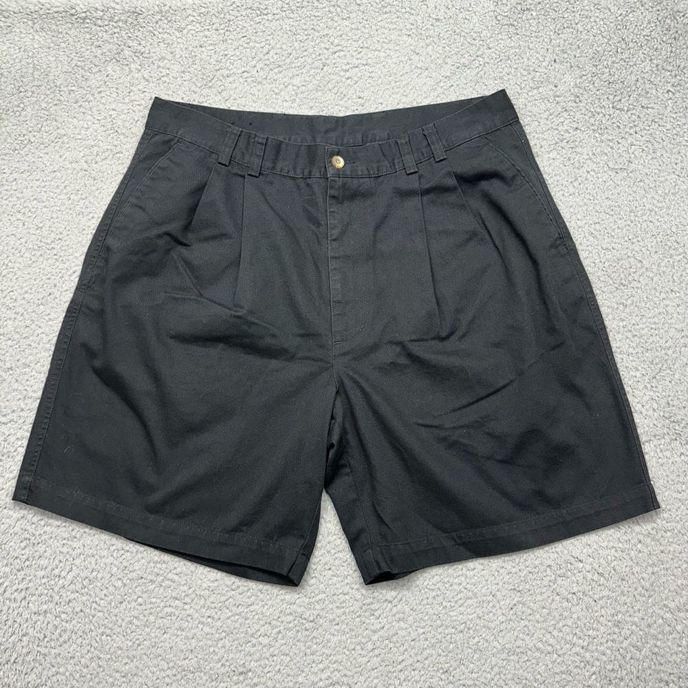 GREG NORMAN Golf Men's Size 36 Pleated Front Black 100% Cotton‎ Casual Shorts